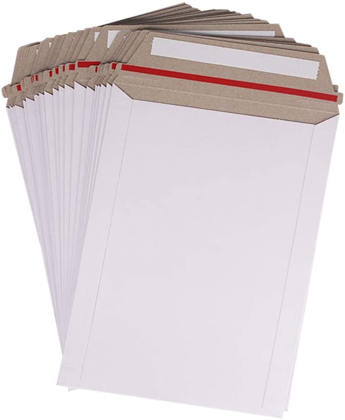 Photo 1 of 100 Pack 6X8 inch Self Seal Photo Document Mailers Stay Flat White Cardboard Envelopes White Photography Mailersfor CD, Photos, Document byZMYBCPACK
