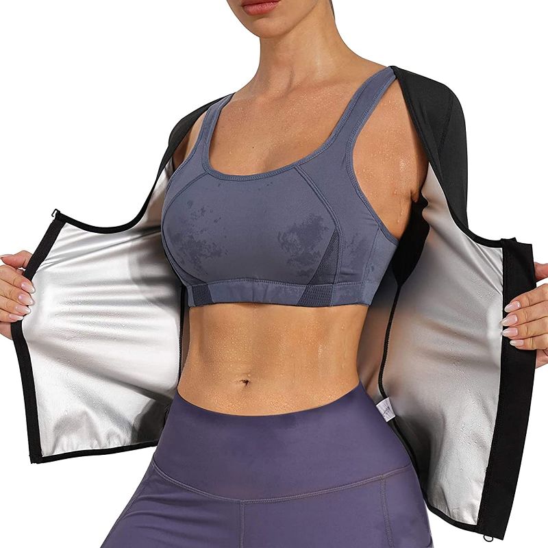 Photo 1 of Nebility Women Sauna Sweat Suit Weight Loss Waist Trainer Shirt Workout Top Hot Sweat Jacket Zipper Long Sleeve Shaper
(X-LARGE)
