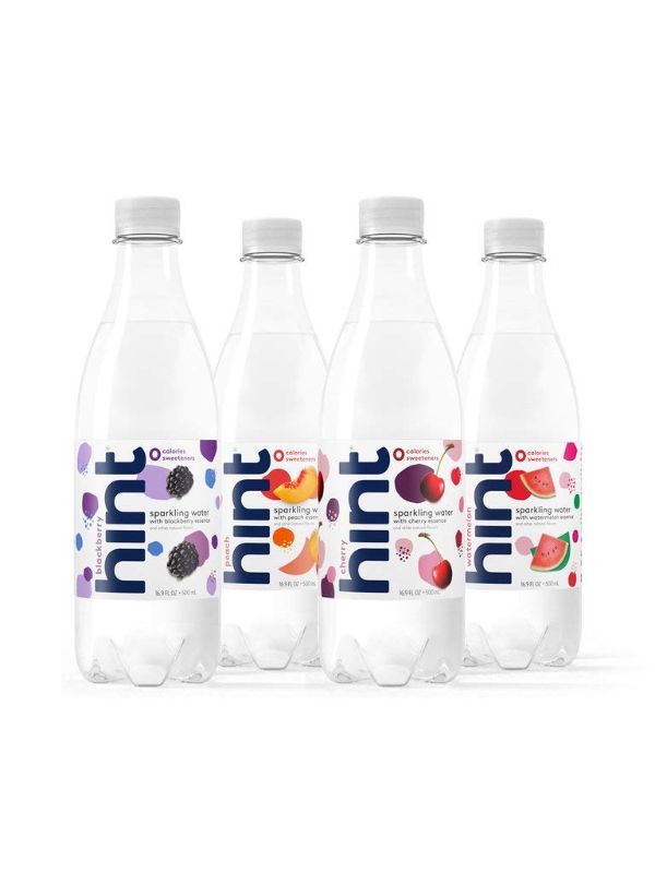 Photo 1 of 2 PLK Hint Sparkling Water 4-Flavor Variety Pack (Pack of 12), 16.9 Ounce Bottles, Unsweetened Sparkling Variety Pack Water, Zero Sugar, Zero Calorie, Zero Artificial Sweeteners BEST BY 6/4/22