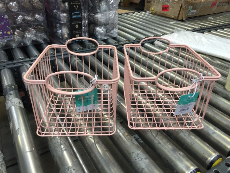 Photo 1 of 2 PK Small Wire Stackable Storage Basket Pink - Pillowfort™

