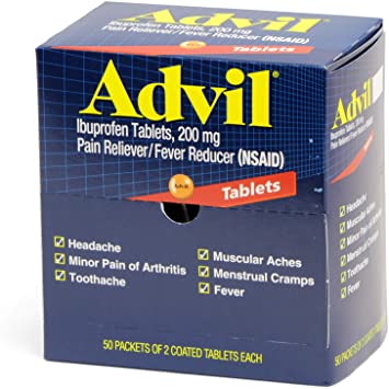 Photo 1 of Advil 40933 Ibuprofen, 50 Packets of 2, Pain Reliever Fever Reducer Tablets EXP: 09/2022
