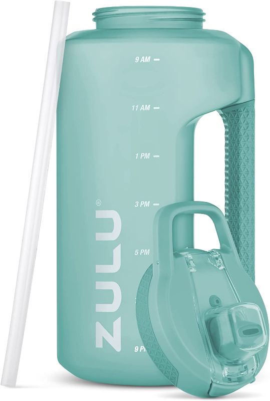 Photo 1 of ZULU Goals Large Half Gallon Jug Water Bottle with Motivational Time Marker, Covered Straw Spout and Carrying Handle, 64 Oz,Aquaviva
SCRATCHES ON ITEM 