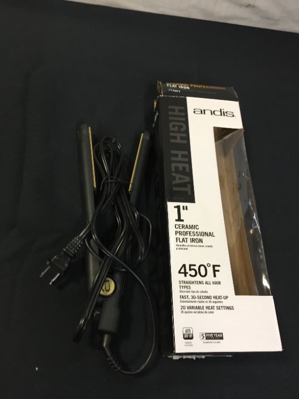 Photo 2 of Andis High Heat Ceramic Hair Flat Iron 450 ºF, Black or Gold, 1"
1 Inch (Pack of 1) (MINOR STAINS ON ITEM)