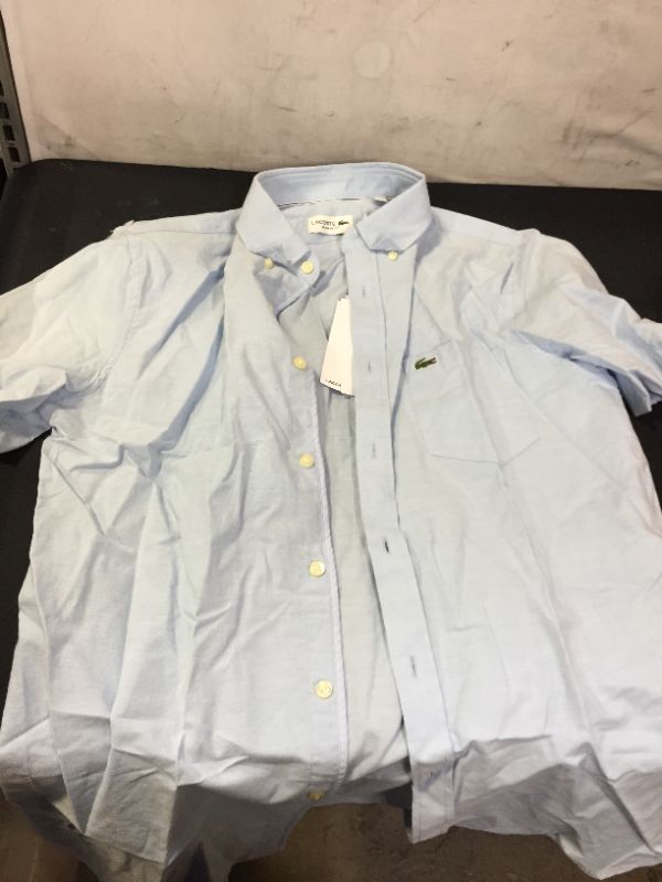 Photo 2 of Lacoste Men's Short Sleeve Button Down Oxford Solid Shirt Regular Fit MESIUM