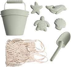 Photo 1 of BraveJusticeKidsCo. | Silicone Summer Kids Beach Set | Toddlers and Baby Sandbox Toys (Dusty Mint) | + Beach Bag
