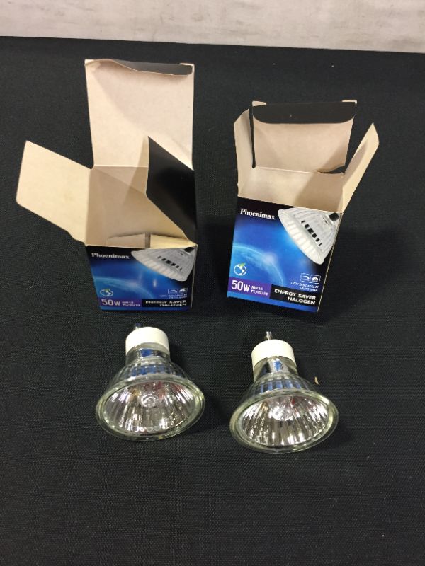Photo 2 of Phoenimax 50W Halogen Light - 1000 Hours Per Bulb 2 PACK (MINOR DAMAGES TO PACKAGING)
