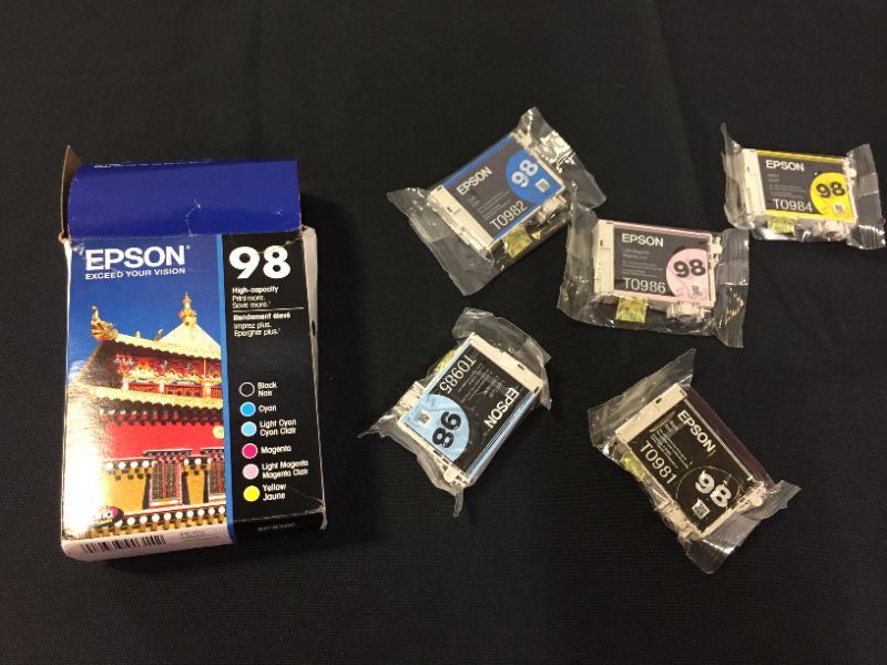 Photo 2 of Epson 98 Black & Color C/M/Y/LC/LM - -Ink -Cartridges, T098120-BCS, High Yield, Combo 6/Pack (MISSING 1 PACK)
