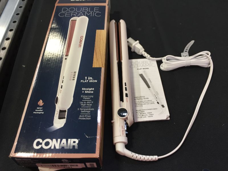 Photo 2 of Conair Double Ceramic Flat Iron, 1 Inch, White/Rose Gold