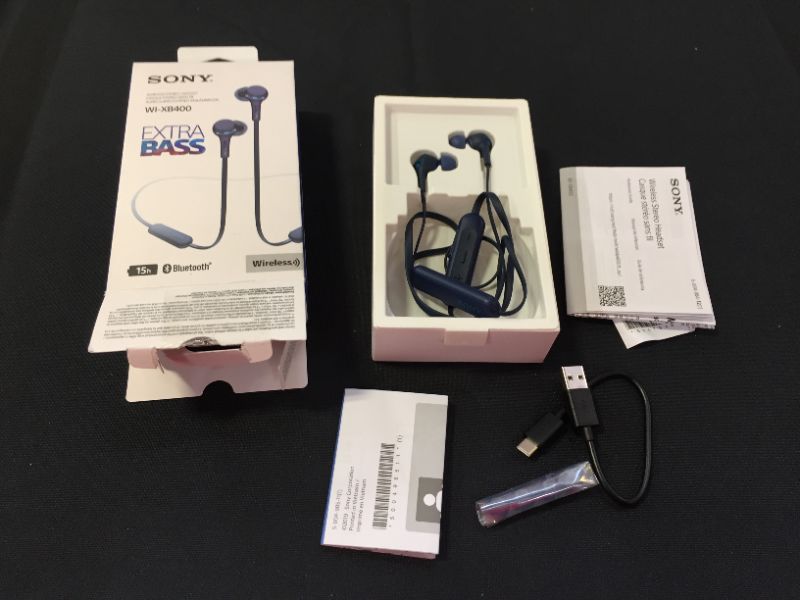 Photo 2 of Sony WI-XB400 Extra Bass Wireless In-Ear Headphones (Blue) 