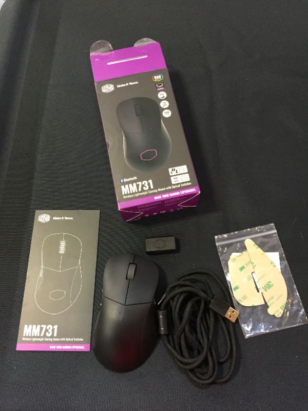 Photo 2 of Cooler Master MM731 Black Gaming Mouse with Adjustable 19,000 DPI, 2.4GHz and Bluetooth Wireless, PTFE Feet, RGB
