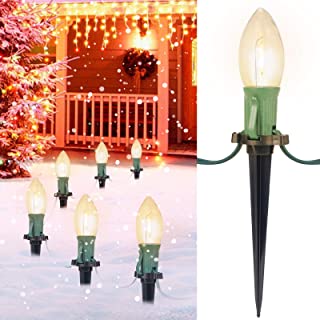 Photo 1 of C9 Christmas Pathway String Lights, 25.7 Feet 20 Led Lights and 20 Stakes Extendable Waterproof for Outdoor Walkway Lights Driveway Christmas Decorations, Warm White
