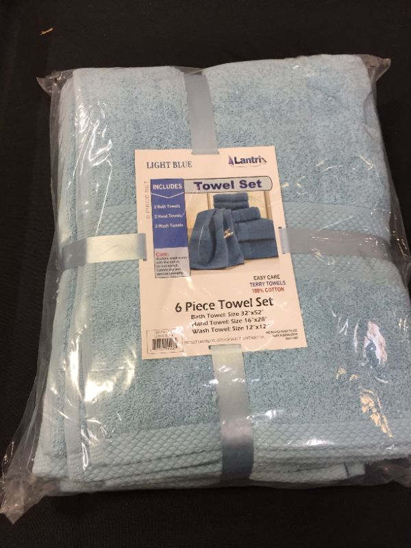 Photo 2 of Lantrix Soft 100% Natural Cotton 6 Piece Towel Set (LT. Blue)