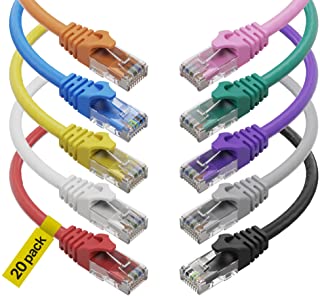 Photo 1 of Cat6 Ethernet Cable (1 Feet) LAN, UTP Cat 6 RJ45, Network, Patch, Internet Cable - 20 Pack (1 ft)