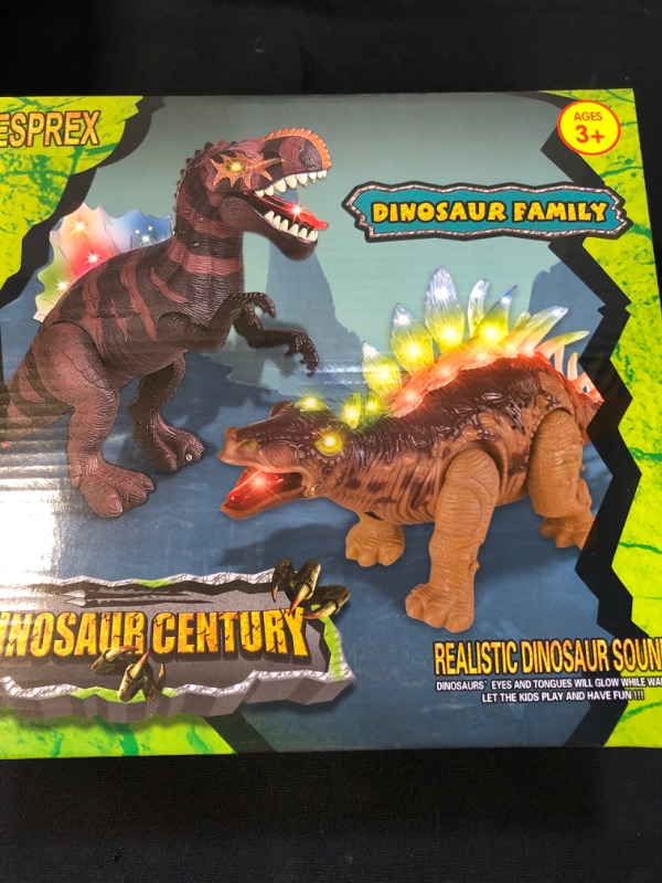 Photo 2 of 2 Pack Electronic Walking Dinosaur Toy with LED Light Up Eyes, Roaring Sound,