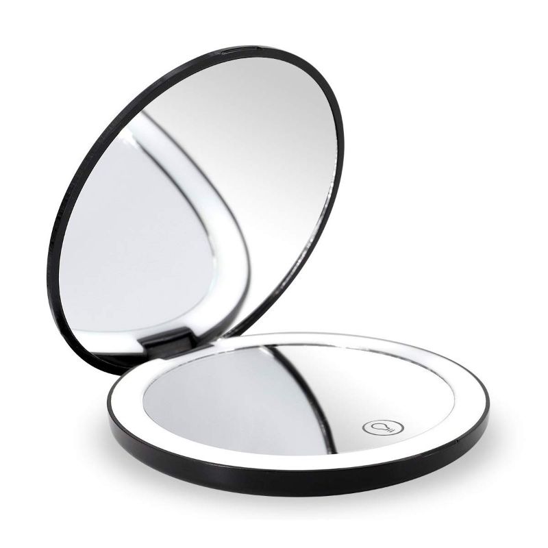 Photo 1 of -PINK- Travel Lighted LED Makeup Mirror 7X/1X Magnification Compact Vanity Mirror with Lights, USB Rechargeable Lighted Handheld Mirror,Dimmable Cosmetic Mirror with Touch Screen Switch,USB Charge 
