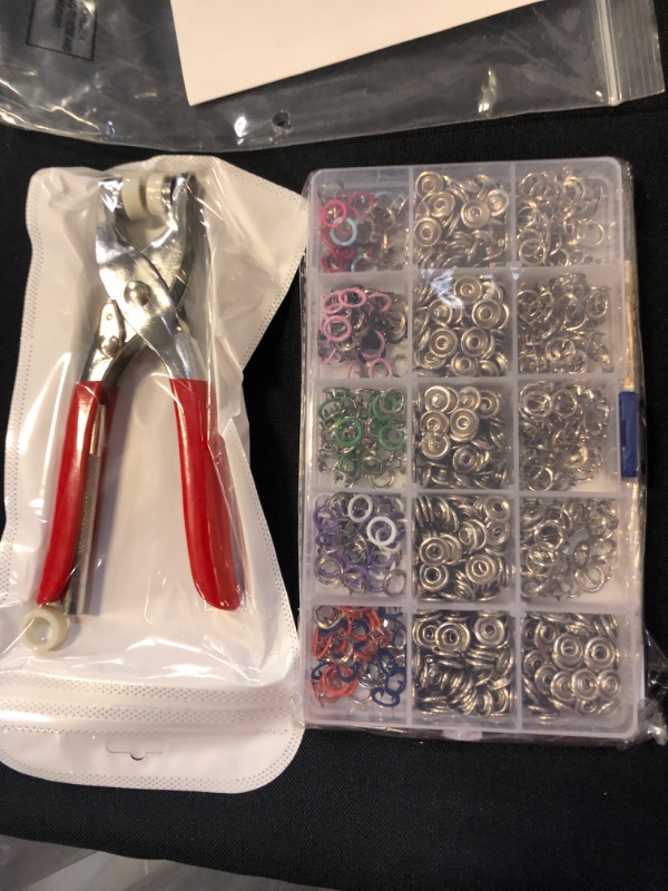 Photo 1 of 200Pcs Snap Fastener Tool Diameter 9.5mm Metal Eyelets Shoes Clothes Crafts with Heavy-Duty Eyelet Grommet Pliers
