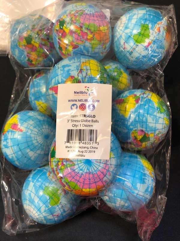 Photo 2 of NELIBLU  3 Inch Globe Stress Ball One Dozen