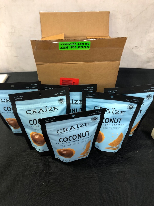 Photo 2 of -- EXP JAN 13/2022--Craize Extra Thin & Crunchy Toasted Corn Crisps Coconut Flavor Healthy Vegan All Natural Plant Based Crackers Non GMO Snack Gluten Free 6 Pack, 4 Ounces Each
