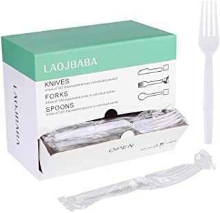 Photo 1 of Disposable Individually Packaged Forks White 7-Inch,Commercial Take Away Forks,A Box of 100 Super Hard Mass Individually Wrapped Forks
