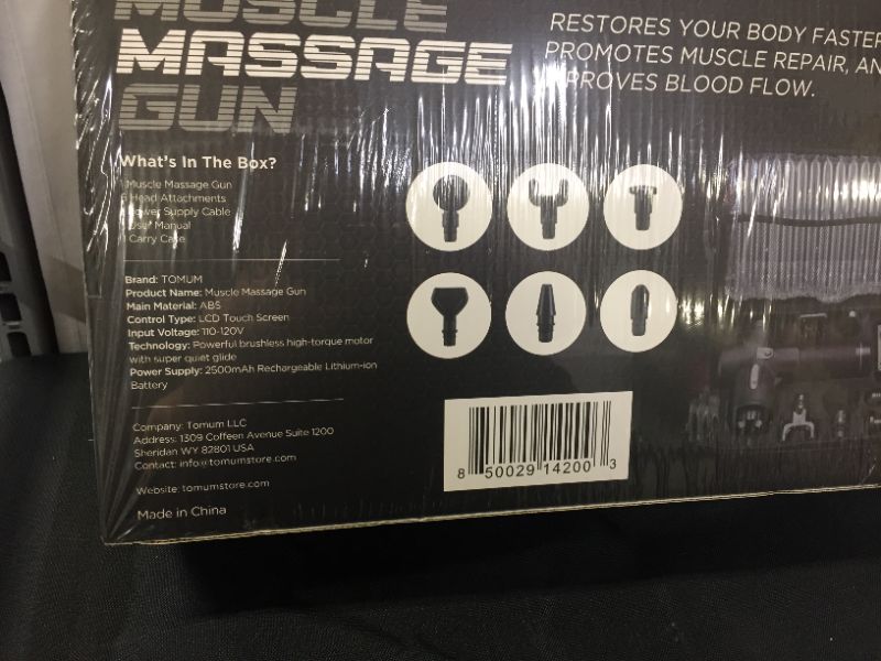 Photo 3 of  Muscle Massage Gun - Deep Tissue Percussion Muscle Massager for Athletes & Any Adult - Electric Portable Handheld Personal Body Therapy Massage Gun for Pain Relief - 30 Speeds with 6 Massage Heads FACTORY SEALED 