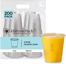 Photo 1 of [200 COUNT] HARVEST PACK 8 oz Ultra Clear Disposable Plastic Cold Cups - 78mm Dia