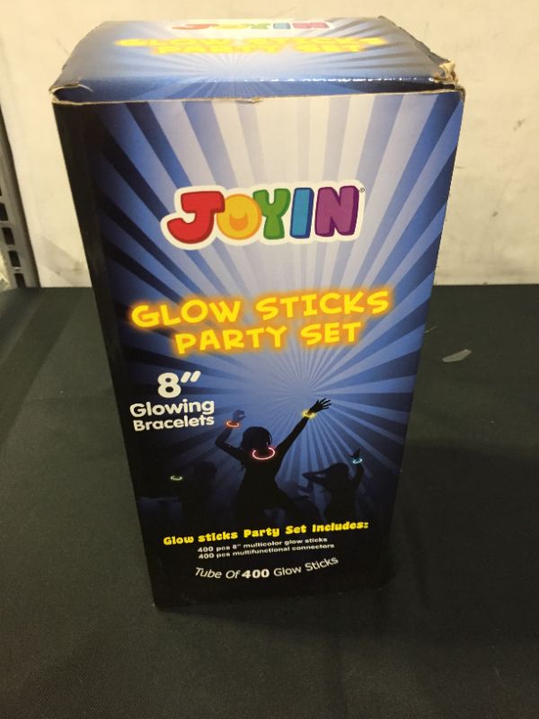 Photo 2 of JOYIN Glow Sticks Bulk 400 8" Glowsticks (Total 800 Pcs 7 Colors); Glow Stick Bracelets; Glow Necklaces; 