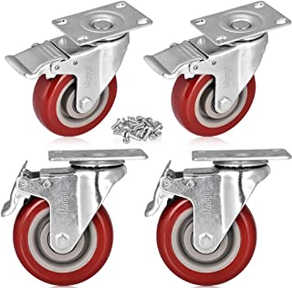 Photo 1 of 3 inch Heavy Duty Casters Load 1500lbs,Lockable Bearing Caster Wheels with Brakes,Swivel Casters for Furniture and Workbench?Set of 4 (Free Screws)
