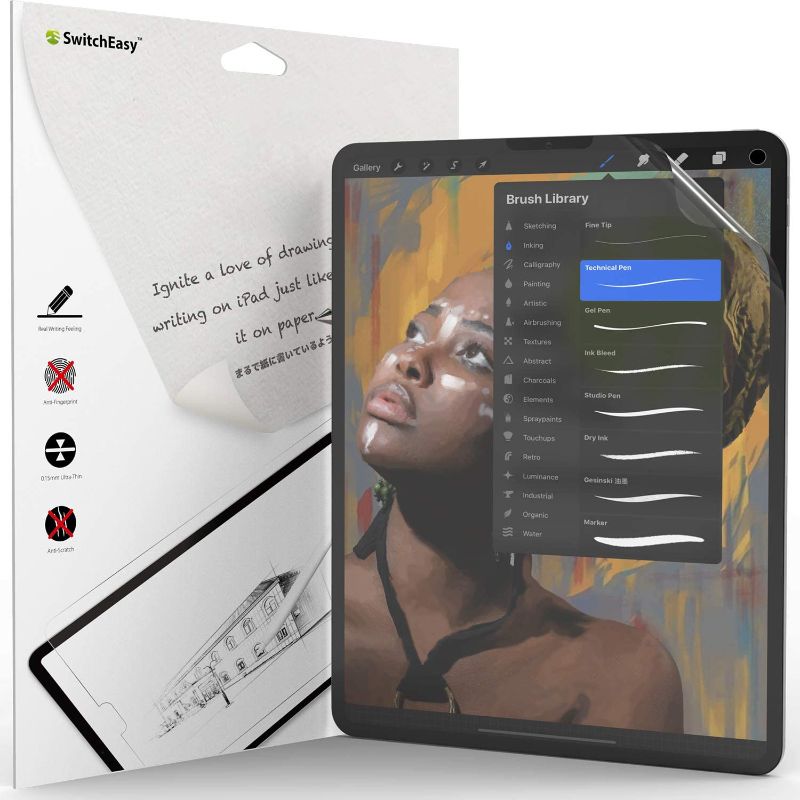 Photo 1 of SwitchEasy Paperfeel Screen Protector for iPad Pro 12.9 inch (2020 & 2018), Matte Paper Texture Feel, Compatible with Apple Pencil, High Touch Sensitivity/Anti-Glare/Anti-fingerprint
