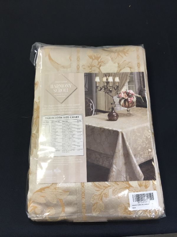Photo 1 of Benson Mills Harmony Scroll Tablecloth (60" X 104" Rectangular, Silver - Gold)
