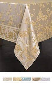 Photo 1 of Benson Mills Harmony Scroll Tablecloth (60" X 104" Rectangular, Silver - Gold)
