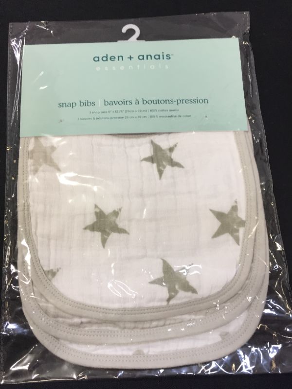 Photo 2 of aden + anais Essentials Snap Baby Bib, 100% Cotton Muslin, 3 Layer Burp Cloth, Super Soft & Absorbent for Infants, Newborns and Toddlers, Adjustable with Snaps, 3 Pack, Dove
