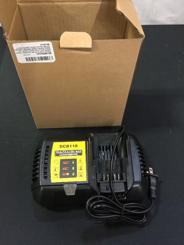 Photo 2 of Energup Fast Charger DCB118 Fit for 12V-20V Max Dewalt 20V Lithium-Ion Battery DCB205 DCB206 DCB203BT DCB204BT DCB127 Replace for DCB101 DCB102 DCB112 DCB115 DCB118 dewalt Battery Charger
