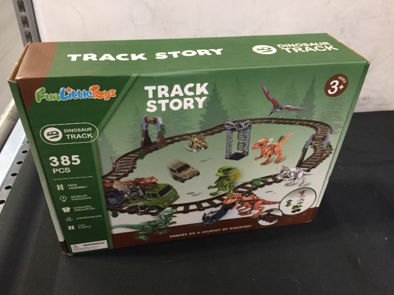 Photo 1 of Fun Little Toys Train Building Set with Dinosaur Building Block Toys, Building Tracks, Building Bricks Train Toy Party Favor for Boys and Girls 385 Pieces
