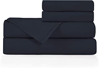 Photo 1 of BASIC CHOICE Brushed Microfiber Bed Sheet Set, Navy, California King 4 Pieces
