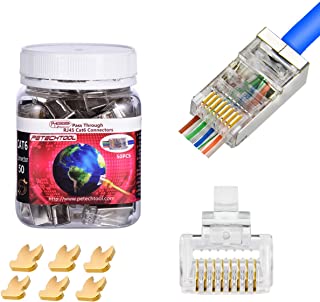 Photo 1 of RJ45 Shielded Cat5 CAT6 Connector 8P8C End Pass Through Plugs Gold Plated (50 Packs)
