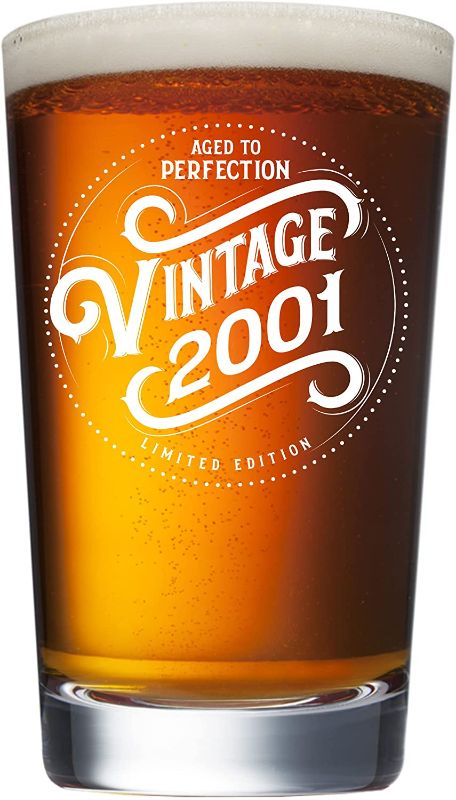 Photo 1 of 21st Birthday Gifts for Him Her - 2001 Vintage 16 oz Beer Pint Glass - 21st Birthday Ideas - Gifts for 21 Year Old Son Daughter - Finally 21 Year Old Gifts Ideas Party Decorations
