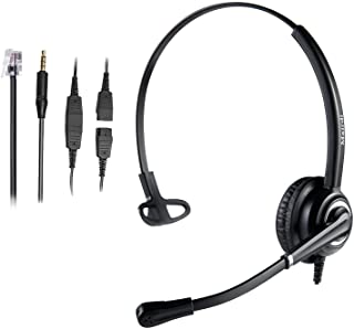 Photo 1 of Office Headset with Noise Canceling Microphone, Including RJ9 & 3.5mm Connectors for Landline Deskphone and Smartphone PC Laptops, Call Center Telephone Headset for Yealink Grandstream Snom
