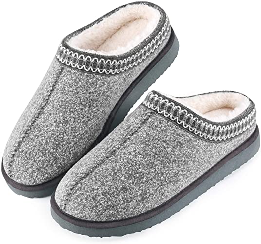 Photo 1 of House Bedroom Slippers for Women Indoor and Outdoor with Fuzzy Lining Memory Foam Light Gray 7-8