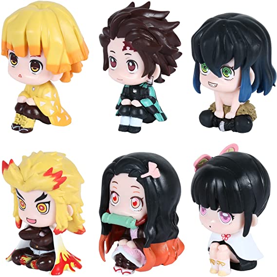 Photo 1 of Set of 6 Demon Slayer Figures,Tanjiro Nezuko Inosuke Zenitsu Rengoku Tsuguko Figure,Kimetsu No Yaiba Action Figure,Anime Figure PVC Statues Figurine Collection Birthday Gifts
