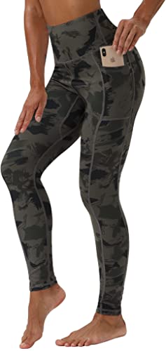 Photo 1 of KUTAPU Workout Leggings for Women High Waisted 7/8 Length Soft Yoga Pants with Pockets Small Army Splinter Camo