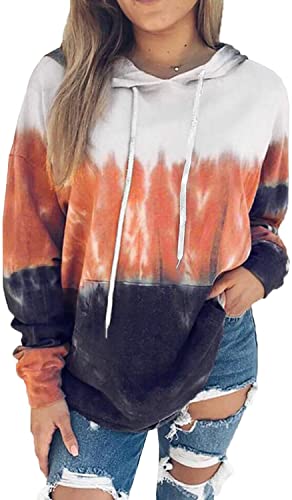 Photo 1 of Chase Secret Women Tie Dye Print Cowl Neck Long Sleeve Drawstring Pullover Hoodies Sweatshirts with Pocket 2XL