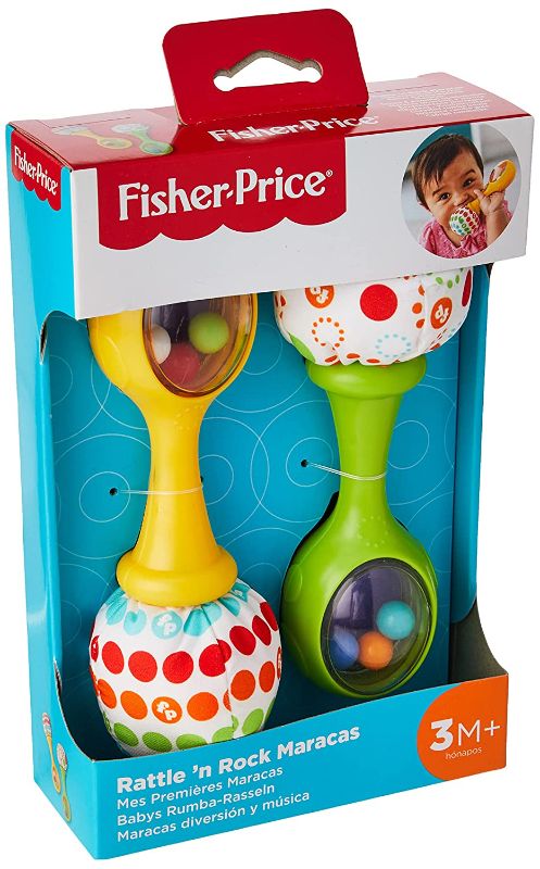 Photo 1 of Fisher-Price Rattle 'n Rock Maracas, Green/Yellow, 8.07x5.31x2.36 Inch 
