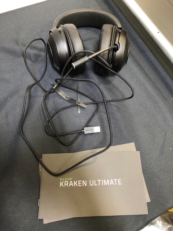 Photo 2 of Razer Kraken Ultimate RGB USB Gaming Headset: THX 7.1 Spatial Surround Sound - Chroma RGB Lighting - Retractable Active Noise Cancelling Mic - Aluminum & Steel Frame - for PC & Mac - Classic Black
