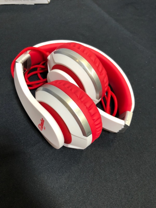 Photo 2 of Elecder i41 Kids Headphones, Headphones for Kids Children Girls Boys Teens Foldable Adjustable On Ear Headphones with 3.5mm Jack for Cellphones Computer MP3/4 Kindle School White/Red
