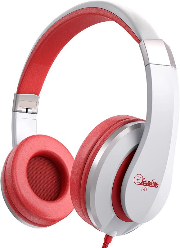 Photo 1 of Elecder i41 Kids Headphones, Headphones for Kids Children Girls Boys Teens Foldable Adjustable On Ear Headphones with 3.5mm Jack for Cellphones Computer MP3/4 Kindle School White/Red
