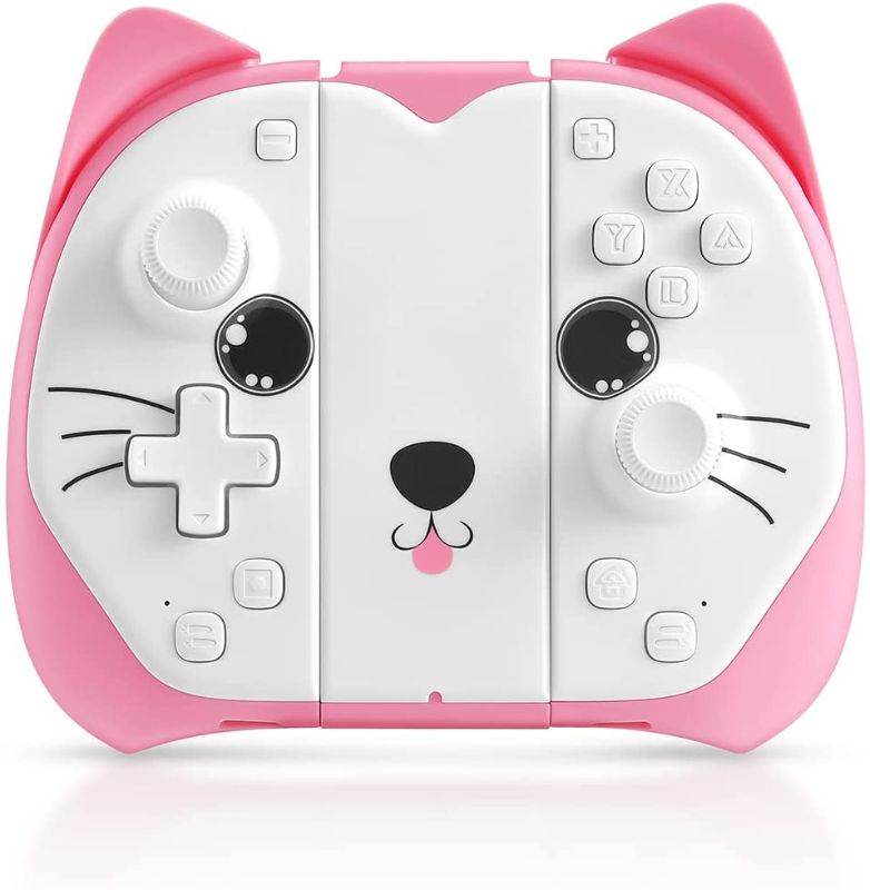 Photo 1 of KINVOCA Wireless Controller for Nintendo Switch/Switch Lite/Switch OLED, Wired/Wireless Switch Controller and Replacement for Joycon with Turbo, Motion, Vibration, Wake-Up and Macro Button- Pink

