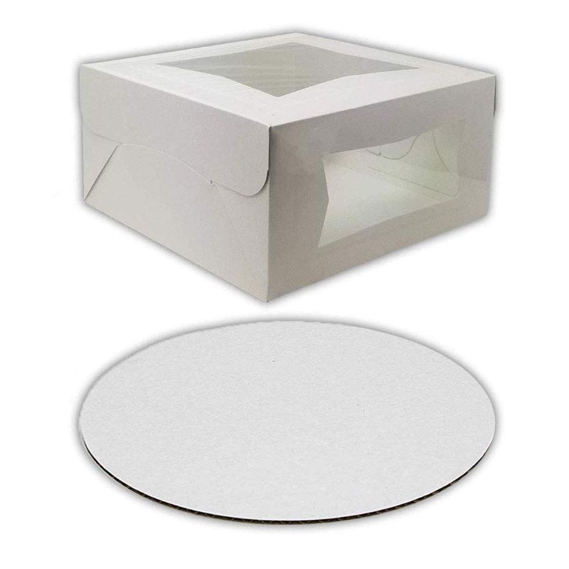 Photo 1 of 15 Pcs White Bakery Cake Box for Put Cake with 15 Pcs Round Cake Board - Cake Boxes 12 x 12 x 5 and Cake Boards 12 Inch (12 Inch)
