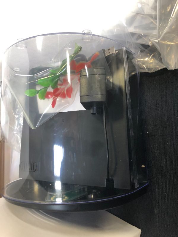 Photo 2 of YCTECH 1.2 Gallon Aquarium Starter Kits Betta Fish Tank Goldfish Tank with LED Light and Filter Pump White Black
