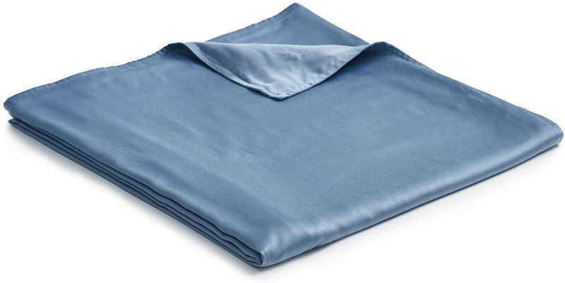 Photo 1 of YnM 60 x 80 inch Natural Bamboo Cooling Machine Washable Duvet Cover for Weighted Blankets, 8 String Secured, Zipper Enclosure, , Blue Grey
