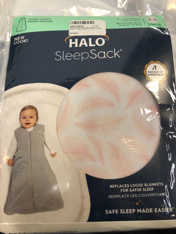 Photo 2 of HALO SleepSack Wearable Blanket, Microfleece, Pink Leaves, Extra Large 18-24 MONTHS
